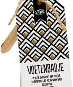 Uitgang ???? 100% Leuk Luxe Voetenbadje - Zeezout Met Gember - Relaxmoment - Glazen Fles Met Houten Lepel ????