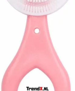 Kopen ???? TrendX 360 Graden U Vormige Baby Tandenborstel - Zachte Siliconen - 2-6 Jaar - Kinderen Tandenborstel - Bijtringen - Roze Hart ⌛