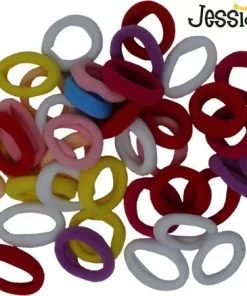 Coupon ???? Jessidress Kleine Haar Elastiekjes, Katoenen Sterke Mini Elastieken - Pastel ????
