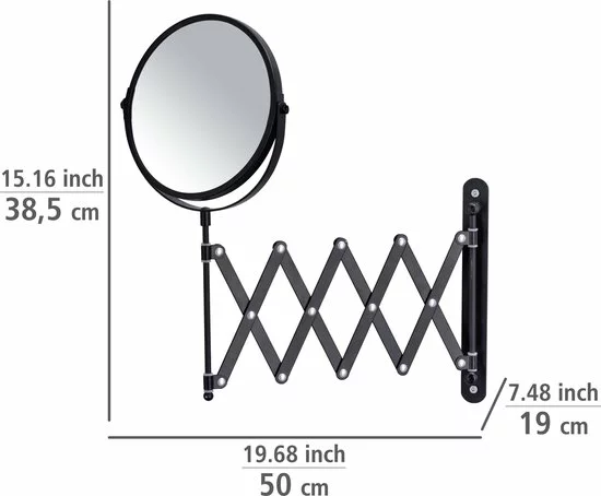 Flash-uitverkoop ???? WENKO Opmaakspiegel Wand Exclusief ø17cm Telescopisch Zwart ???? 5 Flash-uitverkoop ???? WENKO Opmaakspiegel Wand Exclusief ø17cm Telescopisch Zwart ???? - Afbeelding 5