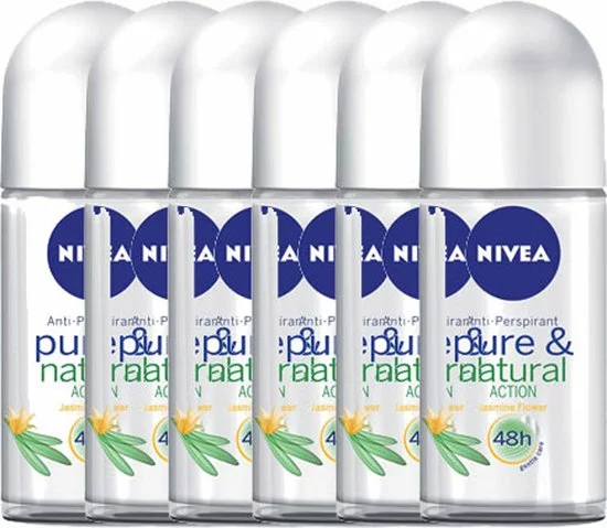 Aanbiedingen ???? NIVEA Pure & Natural Jasmine - 6 X 50 Ml - Voordeelverpakking - Deodorant Roller ???? 2 Aanbiedingen ???? NIVEA Pure & Natural Jasmine - 6 X 50 Ml - Voordeelverpakking - Deodorant Roller ???? - Afbeelding 2