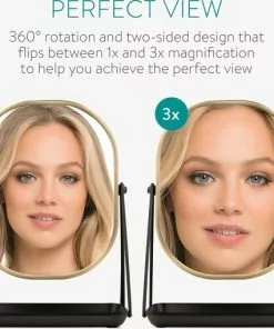 Beste deal ???? Navaris Make-up Spiegel - Tafelspiegel Met Opbergruimte Voor Sieraden - Staande Cosmeticaspiegel Met Twee Kanten - Met 3x Vergroting - Zwart/Goud ???? -Jean Paul Gaultier Shop 550x511 2