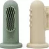 Beste deal ???? Mushie Finger Toothbrush Cambridge Blue/Sand - Vingertandenborstel Baby - 2 Stuks Per Verpakking - Tandenborstel Siliconen ????