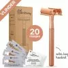 Gloednieuw ???? Bamboozy Safety Razor Vlindersluiting RVS + 20 Scheermesjes Rose Gold Voor Vrouwen Dames Double Edge Zero Waste Duurzaam Scheren ????