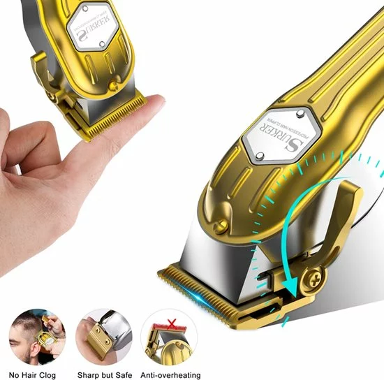 Hete verkoop ⌛ SURKER Professionele Draadloze Tondeuse - Tondeuse Mannen Hoofdhaar - Haartrimmer - Hair Clipper - Kappersset - Goud ???? 2 Hete verkoop ⌛ SURKER Professionele Draadloze Tondeuse - Tondeuse Mannen Hoofdhaar - Haartrimmer - Hair Clipper - Kappersset - Goud ???? - Afbeelding 2