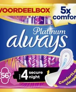 Coupon ???? Always Platinum Secure Night - Maat 4 - Maandverband Met Vleugels - 56 Stuks ????