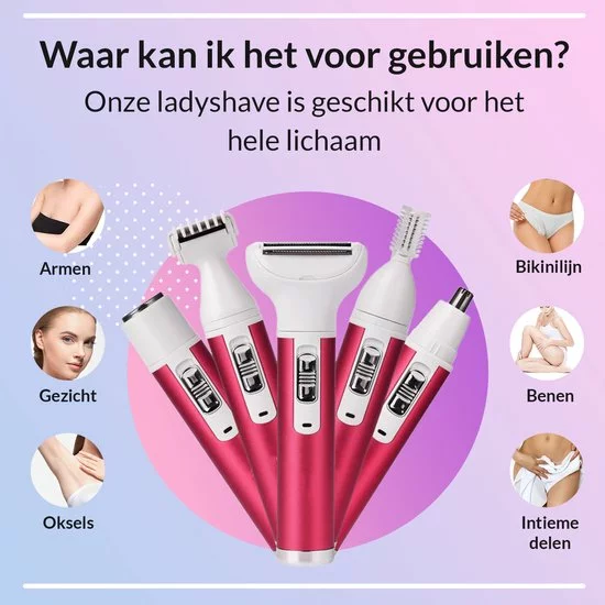 Gloednieuw ???? Rivema 5-in-1 Ladyshave Draadloos Voor Vrouwen – Epilator – Wenkbrauw Trimmer – Scheerapparaat Vrouw – Ontharingsapparaat - Body Shaver ???? 2 Gloednieuw ???? Rivema 5-in-1 Ladyshave Draadloos Voor Vrouwen – Epilator – Wenkbrauw Trimmer – Scheerapparaat Vrouw – Ontharingsapparaat - Body Shaver ???? - Afbeelding 2