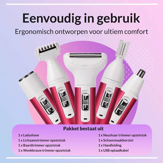 Gloednieuw ???? Rivema 5-in-1 Ladyshave Draadloos Voor Vrouwen – Epilator – Wenkbrauw Trimmer – Scheerapparaat Vrouw – Ontharingsapparaat - Body Shaver ???? 4 Gloednieuw ???? Rivema 5-in-1 Ladyshave Draadloos Voor Vrouwen – Epilator – Wenkbrauw Trimmer – Scheerapparaat Vrouw – Ontharingsapparaat - Body Shaver ???? - Afbeelding 4