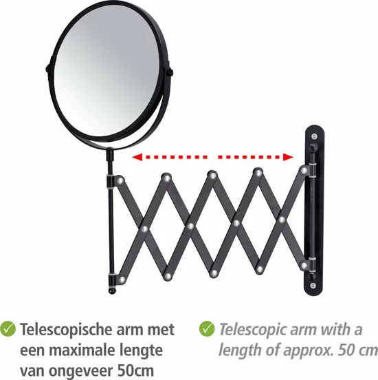 Flash-uitverkoop ???? WENKO Opmaakspiegel Wand Exclusief ø17cm Telescopisch Zwart ???? 3 Flash-uitverkoop ???? WENKO Opmaakspiegel Wand Exclusief ø17cm Telescopisch Zwart ???? - Afbeelding 3