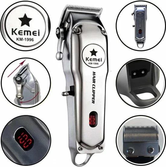 Gloednieuw ⌛ Kemei KM-1996 Metalen Elektrische Tondeuse Kapper Professionele Oplaadbare Haartrimmer ???? 1 Gloednieuw ⌛ Kemei KM-1996 Metalen Elektrische Tondeuse Kapper Professionele Oplaadbare Haartrimmer ????