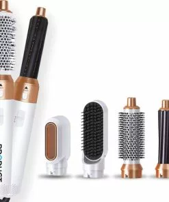 Beste Pirce ✨ ProductPlanet Premium Airwrap 5 In 1 Set - Trendy Airstyler - Stijlborstel - Multistyler Airwrap - Krultang Met Opzetstukken - Haardroger Met Borstel - Krulborstel - Haarborstel - Goud ⌛