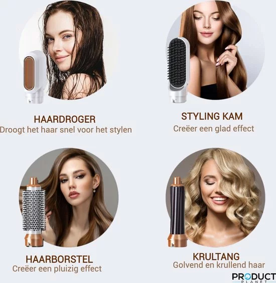 Beste Pirce ✨ ProductPlanet Premium Airwrap 5 In 1 Set - Trendy Airstyler - Stijlborstel - Multistyler Airwrap - Krultang Met Opzetstukken - Haardroger Met Borstel - Krulborstel - Haarborstel - Goud ⌛ 6 Beste Pirce ✨ ProductPlanet Premium Airwrap 5 In 1 Set - Trendy Airstyler - Stijlborstel - Multistyler Airwrap - Krultang Met Opzetstukken - Haardroger Met Borstel - Krulborstel - Haarborstel - Goud ⌛ - Afbeelding 6