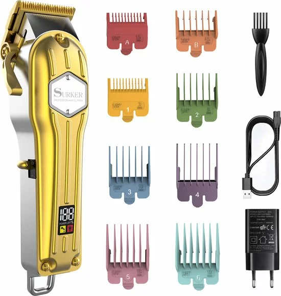 Hete verkoop ⌛ SURKER Professionele Draadloze Tondeuse - Tondeuse Mannen Hoofdhaar - Haartrimmer - Hair Clipper - Kappersset - Goud ???? 1 Hete verkoop ⌛ SURKER Professionele Draadloze Tondeuse - Tondeuse Mannen Hoofdhaar - Haartrimmer - Hair Clipper - Kappersset - Goud ????
