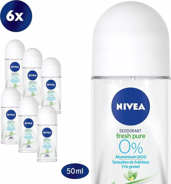 Aanbiedingen ???? NIVEA Pure & Natural Jasmine - 6 X 50 Ml - Voordeelverpakking - Deodorant Roller ???? 1 Aanbiedingen ???? NIVEA Pure & Natural Jasmine - 6 X 50 Ml - Voordeelverpakking - Deodorant Roller ????