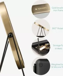 Beste deal ???? Navaris Make-up Spiegel - Tafelspiegel Met Opbergruimte Voor Sieraden - Staande Cosmeticaspiegel Met Twee Kanten - Met 3x Vergroting - Zwart/Goud ???? -Jean Paul Gaultier Shop 550x607 3