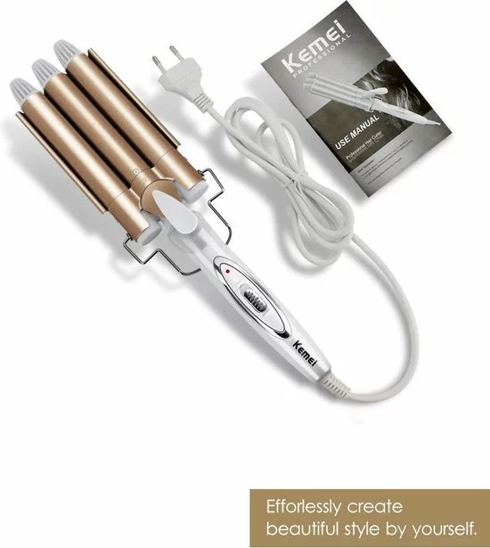 Flash-uitverkoop ✨ Krultang - Keramische Krultang - Kemei - Elektrisch - 3 Vat Klem - 3 In 1 Krultang ???? 2 Flash-uitverkoop ✨ Krultang - Keramische Krultang - Kemei - Elektrisch - 3 Vat Klem - 3 In 1 Krultang ???? - Afbeelding 2