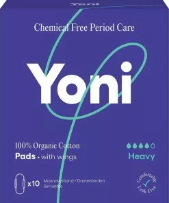 Aanbiedingen ???? Yoni 100% Biologisch Katoenen Maandverband - Heavy - Met Vleugels - 10 Stuks ⭐
