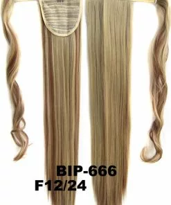 Coupon ???? Brazilian Wrap Around Paardenstaart, Ponytail Hairextensions Straight Bruin / Blond - F12/24 ????